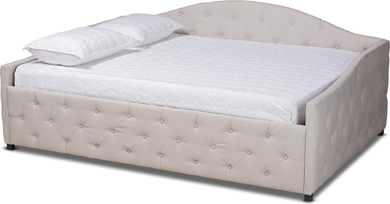 Wholesale Interiors Daybeds - Becker Modern and Contemporary Transitional Beige Fabric Queen Size Daybed