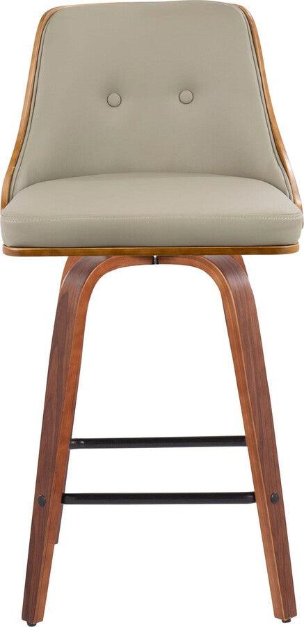 Lumisource Barstools - Gianna 26" Counter Stool In Walnut With Light Grey Faux Leather (Set of 2)