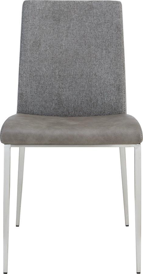 Euro Style Dining Chairs - Rasmus Side Chair with Light Gray Seat and Back with Brushed Stainless Steel Legs - Set of 2