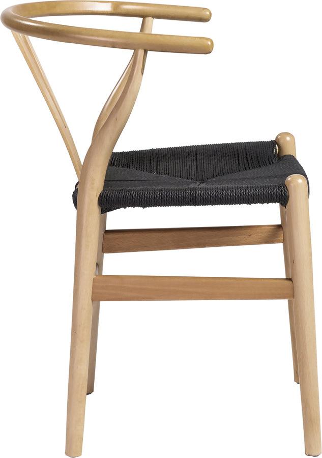 Euro Style Dining Chairs - Evelina Side Chair with Natural Stained Framed and Black Rush Seat - Set of 2