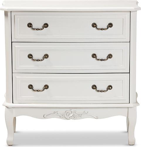 Wholesale Interiors Buffets & Cabinets - Gabrielle Traditional French Country Provincial White-Finished 3-Drawer Wood Storage Cabinet