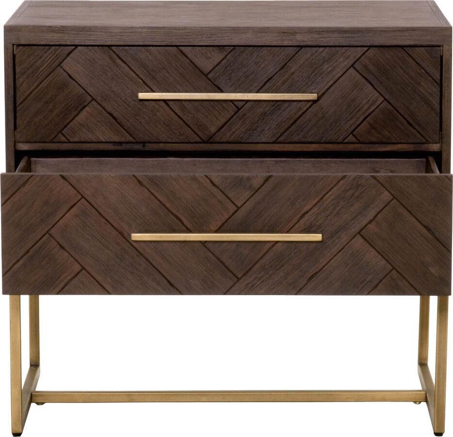 Essentials For Living Nightstands & Side Tables - Mosaic 2-Drawer Nightstand Rustic Java Acacia, Brushed Gold
