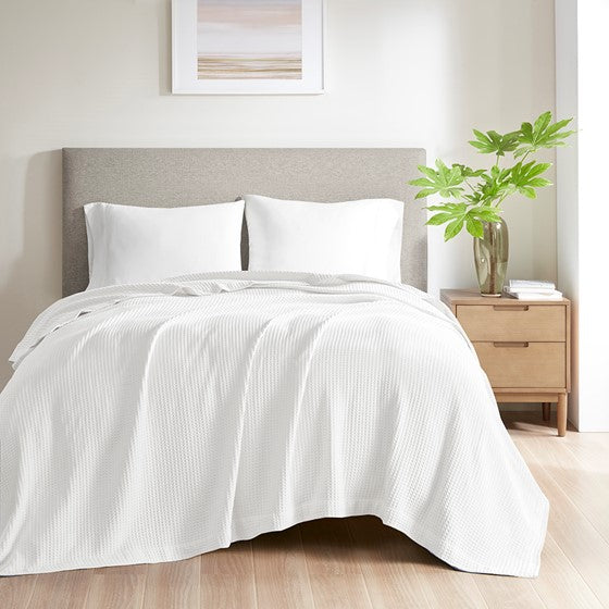 Olliix.com Comforters & Blankets - Cotton Blanket White Full/Queen