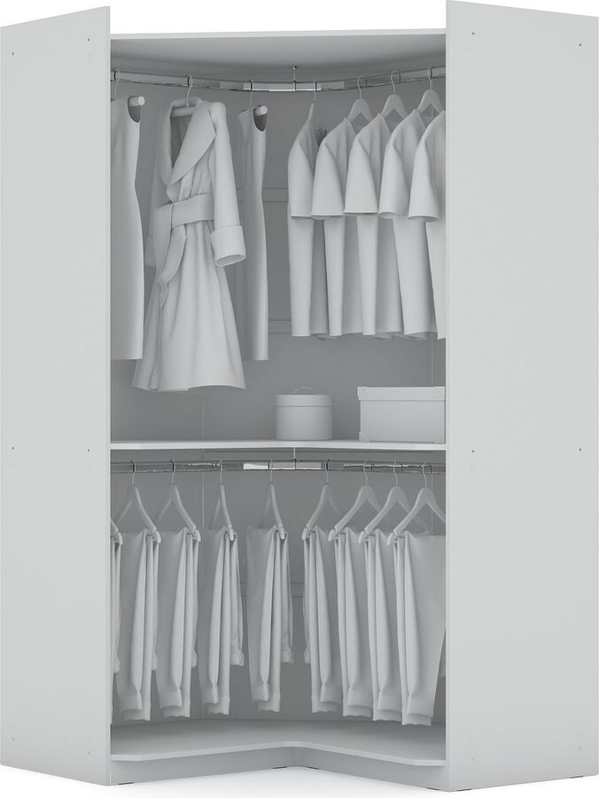 Manhattan Comfort Cabinets & Wardrobes - Mulberry 2.0 Corner Wardrobe Closet in White