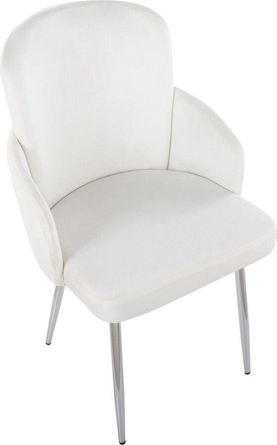 Lumisource Dining Chairs - Dahlia Contemporary Dining Chair In Chrome Metal & Cream Velvet With Gold Accent (Set of 2)