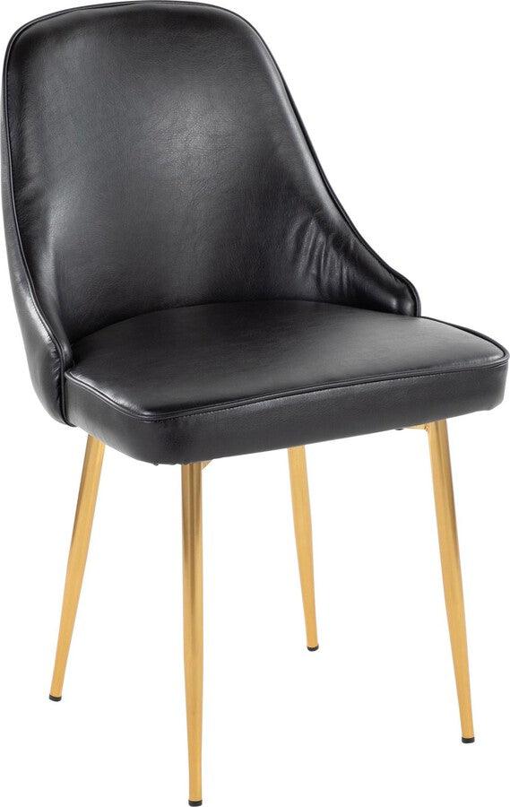 Lumisource Dining Chairs - Marcel Contemporary/Glam Dining Chair With Gold Frame & Black Faux Leather (Set of 2)