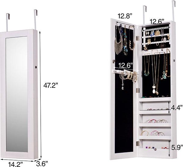 Wholesale Interiors Cabinets & Wardrobes - Richelle Modern and Contemporary Black Wood Hanging Jewelry Armoire with Mirror