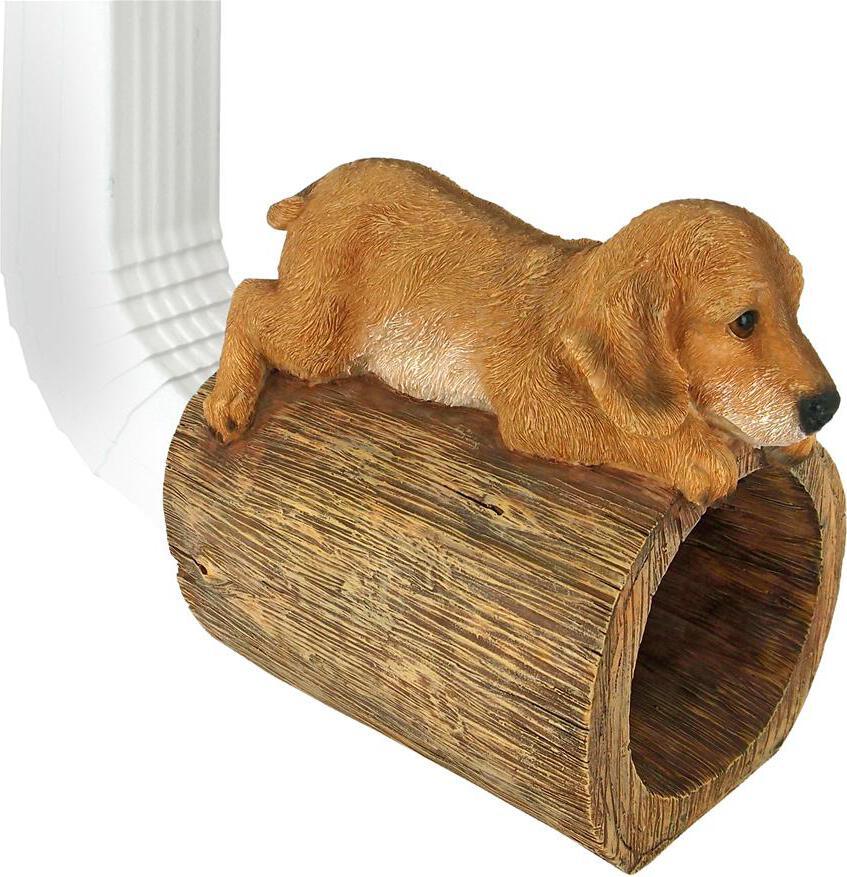 Design Toscano Gutter Guardian - Golden Retriever On Log Rain Gutter