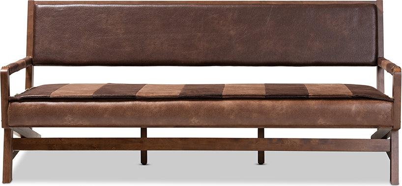 Wholesale Interiors Sofas & Couches - Rovelyn Rustic Brown Faux Leather Upholstered Walnut Finished Wood Sofa