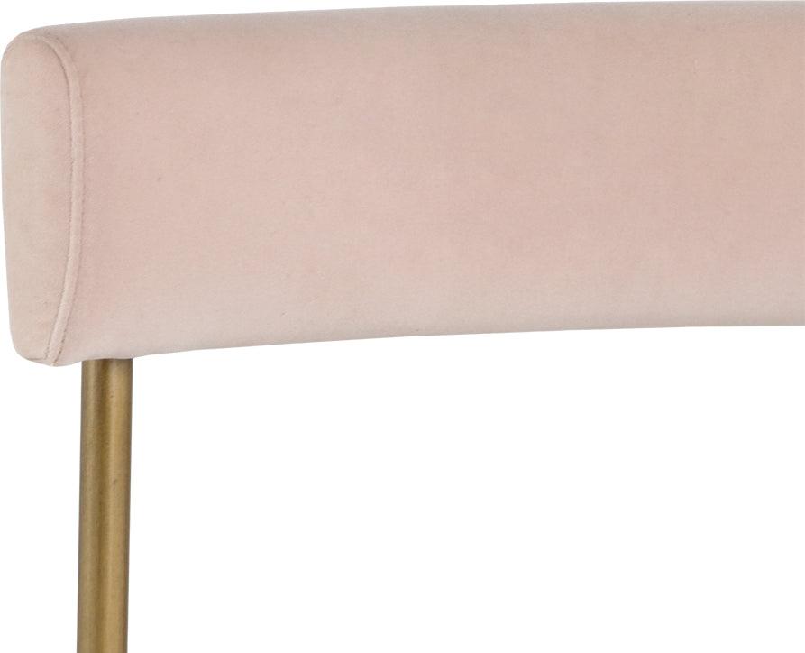 SUNPAN Dining Chairs - Seneca Dining Chair - Antique Brass - Velvet Blush (Set of 2)