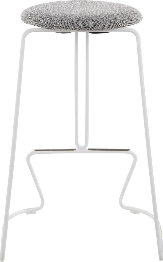 Lumisource Barstools - Finn Contemporary Counter Stool in White Steel and Charcoall Fabric - Set of 2