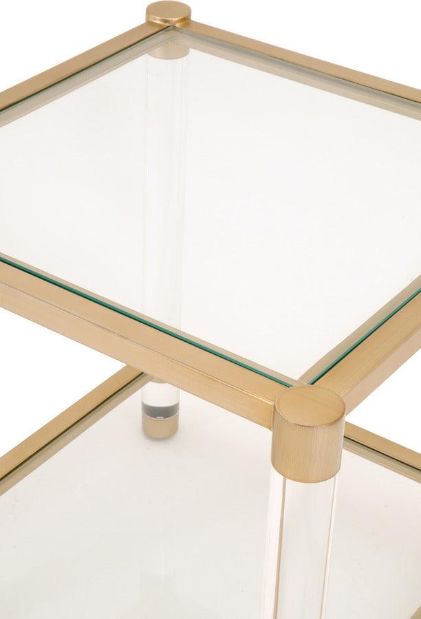 Essentials For Living Side & End Tables - Nouveau End Table Brushed Brass & Lucite & Clear Glass