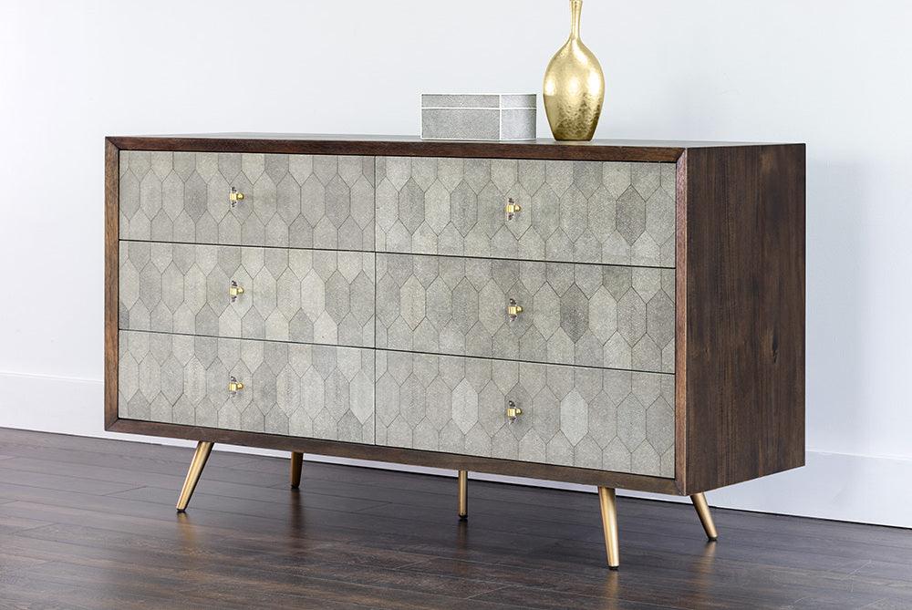 SUNPAN Dressers - Aniston Dresser - Dark Mango - Taupe Shagreen