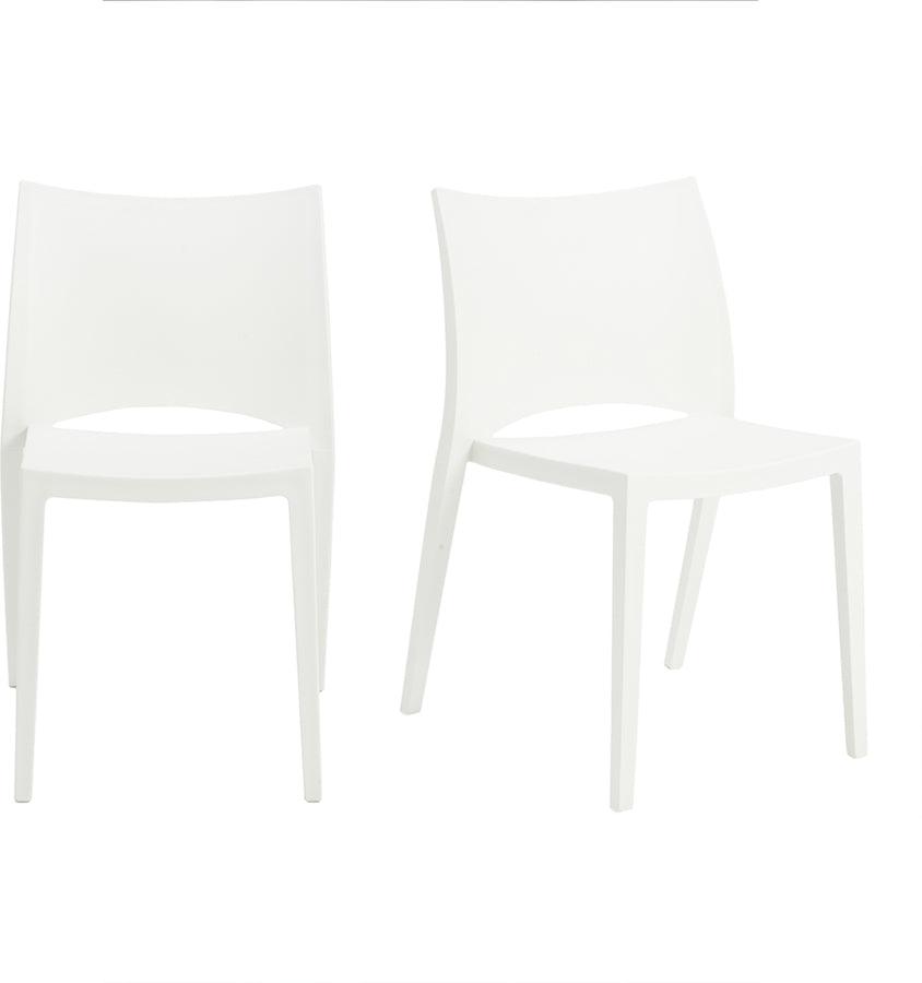 Euro Style Dining Chairs - Leslie Stacking Side Chair in White - Set of 2
