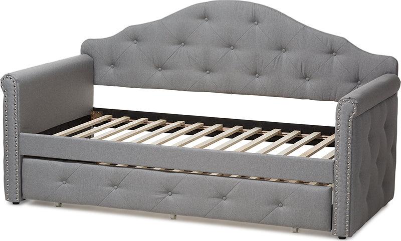 Wholesale Interiors Daybeds - Emilie Modern and Contemporary Grey Fabric Upholstered Daybed with Trundle Gray