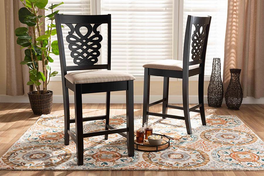 Wholesale Interiors Barstools - Gervais Counter Stool Sand & Dark Brown (Set of 2)