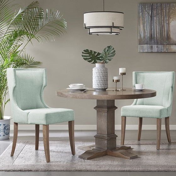 Olliix.com Dining Chairs - Upholstered Wingback Dining Chair Light Sage Green