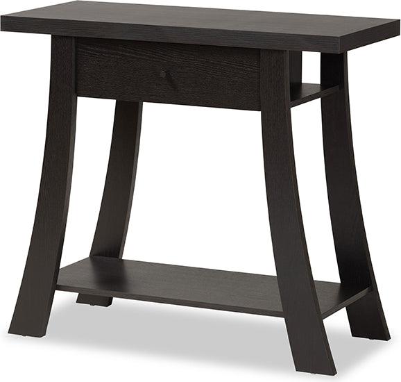 Wholesale Interiors Consoles - Herman Modern and Contemporary Dark Brown Finished Wood 1-Drawer Console Table