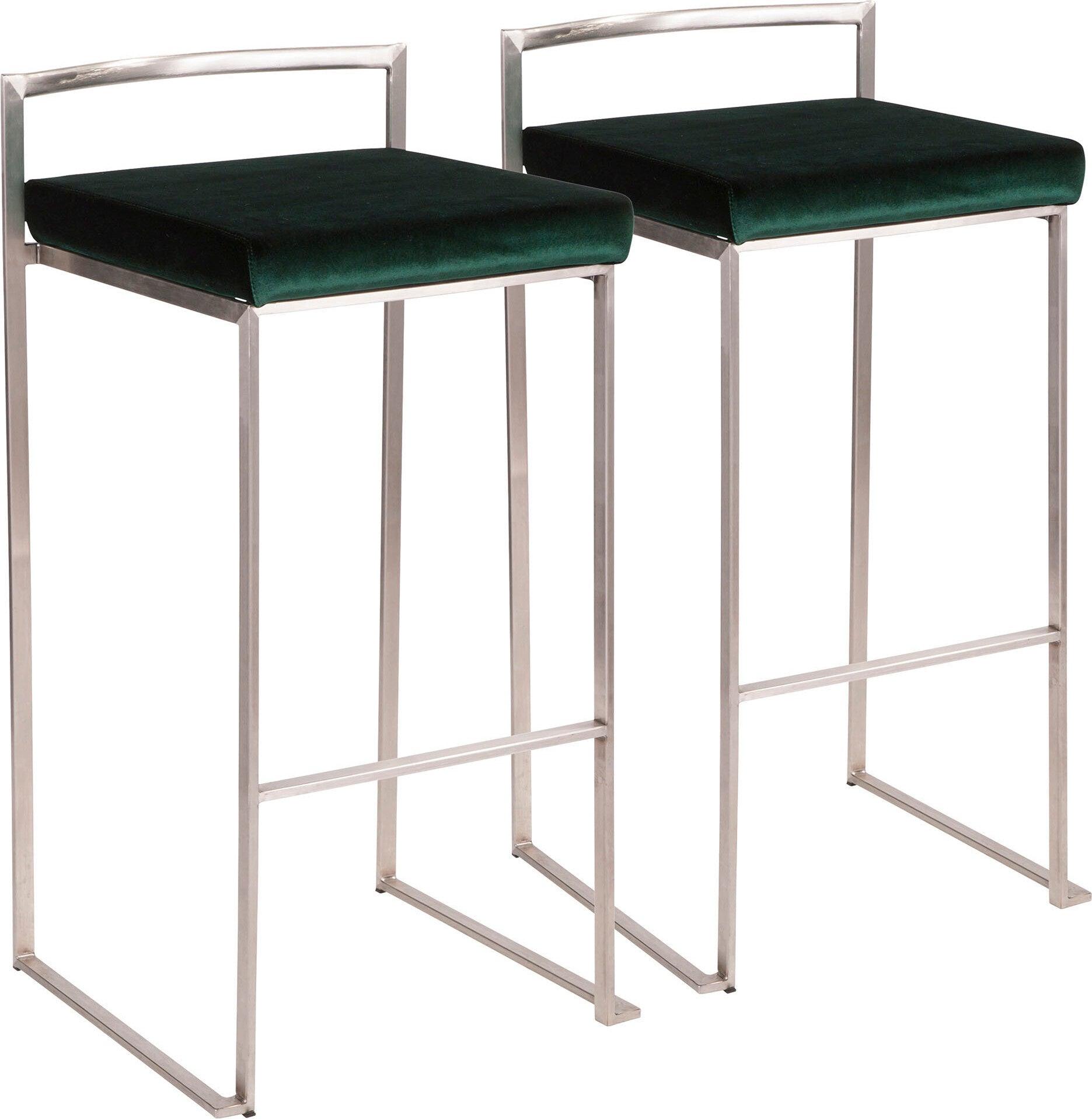 Lumisource Barstools - Fuji Stacker Barstool & Green (Set of 2)