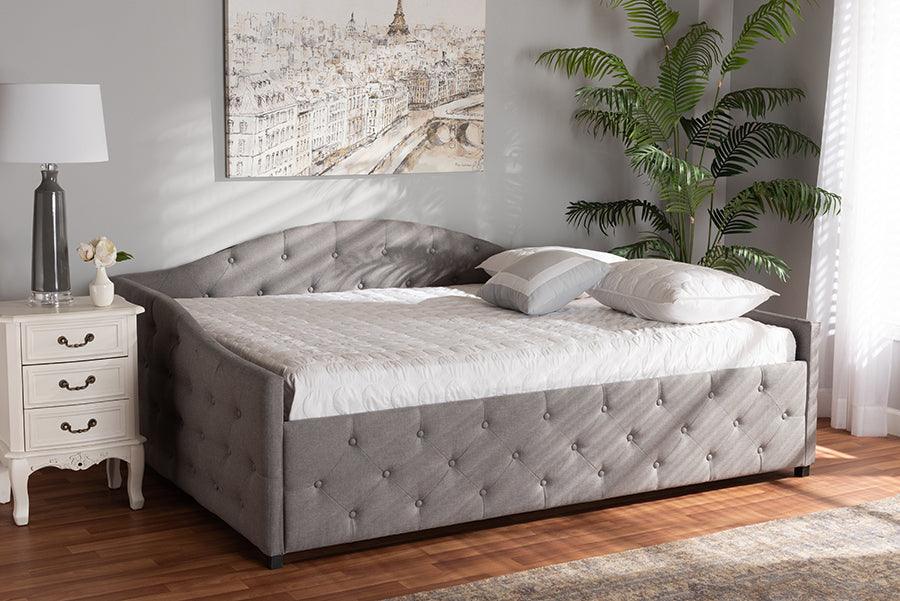 Wholesale Interiors Daybeds - Becker Modern Grey Fabric Upholstered Queen Size Daybed