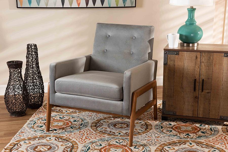 Wholesale Interiors Accent Chairs - Perris 29.1" Accent Chair Gray & Walnut Brown