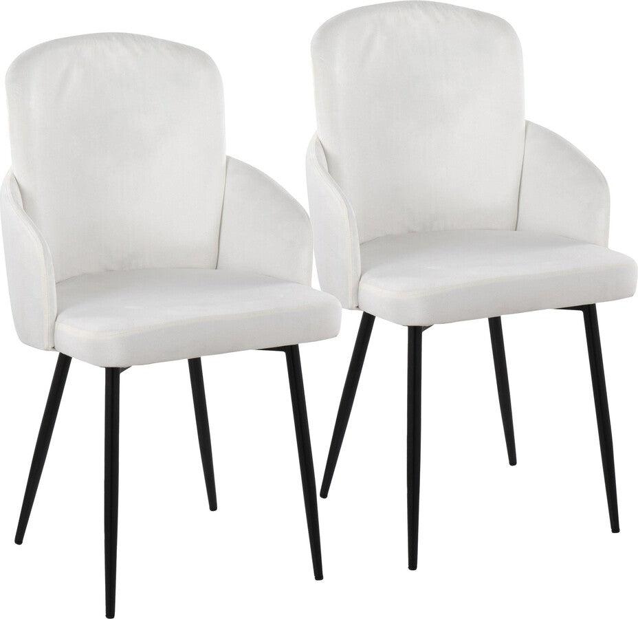 Lumisource Dining Chairs - Dahlia Contemporary Dining Chair In Black Metal & Cream Velvet With Gold Accent (Set of 2)