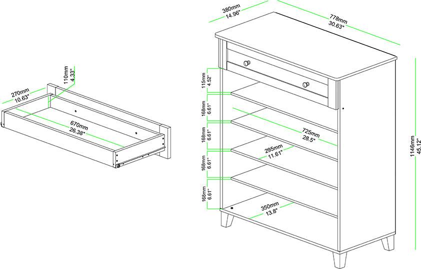 Wholesale Interiors Shoe Storage - Glidden Oak Brown Finished Wood 1-Drawer Shoe Storage Cabinet