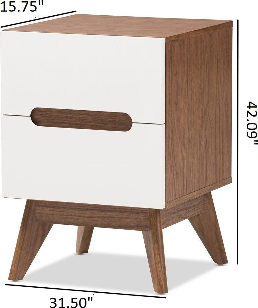 Wholesale Interiors Nightstands & Side Tables - Calypso 2-Drawer Nightstand White & Walnut