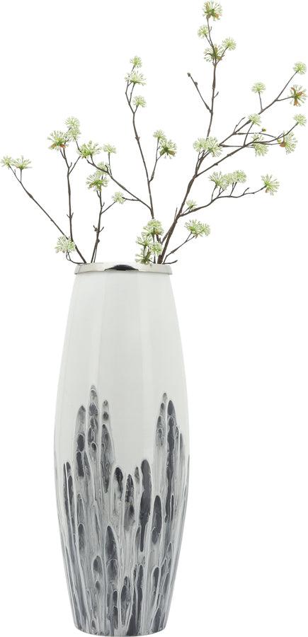 Sagebrook Home Vases - Glass 24"H Vase W/ Metal Ring White