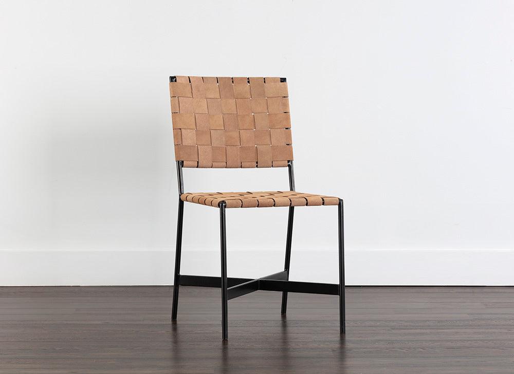 SUNPAN Dining Chairs - Omari Dining Chair - Black - Light Tan Leather (Set of 2)