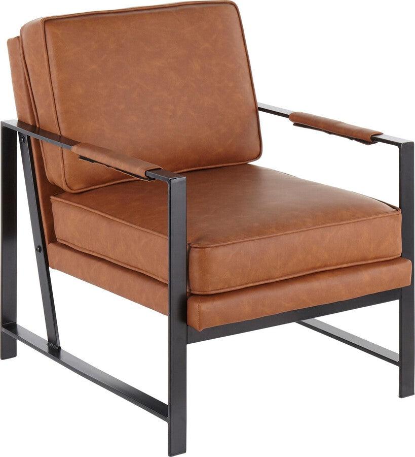Lumisource Accent Chairs - Franklin Contemporary Arm Chair in Black Metal & Camel Faux Leather