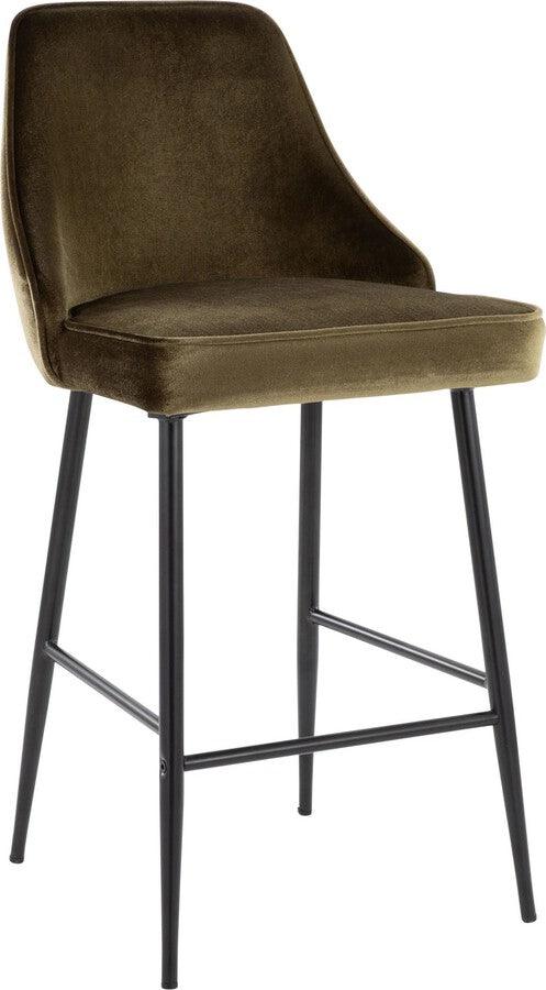 Lumisource Barstools - Marcel 25" Counter Stool In Black Metal & Green Velvet (Set of 2)