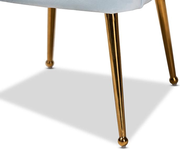 Wholesale Interiors Accent Chairs - Cinzia Light Blue Velvet Fabric Upholstered Gold Finished Seashell Shaped Accent Chair