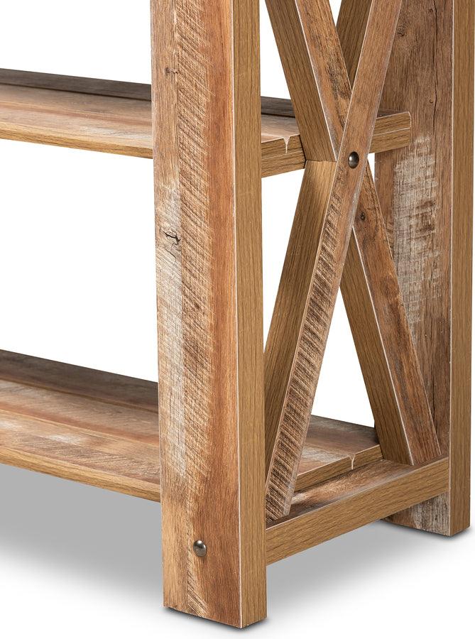 Wholesale Interiors Consoles - Angelo Modern and Contemporary Rustic Oak Brown Finished Wood Console Table