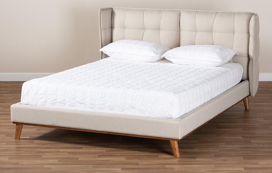 Wholesale Interiors Beds - Gretchen King Bed Light beige & Walnut brown