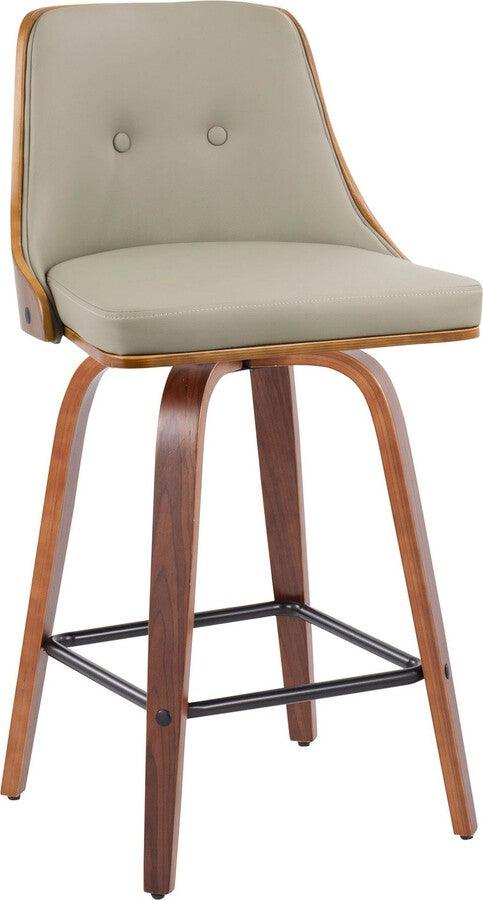 Lumisource Barstools - Gianna 26" Counter Stool In Walnut With Light Grey Faux Leather (Set of 2)