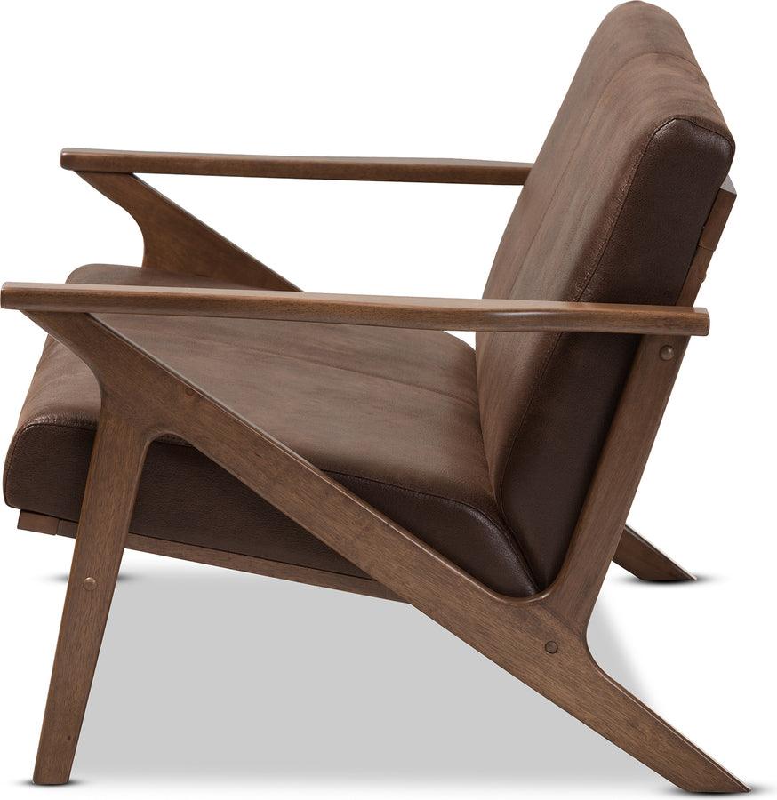 Wholesale Interiors Loveseats - Bianca Walnut Wood Dark Brown Distressed Faux Leather 2-Seater Loveseat