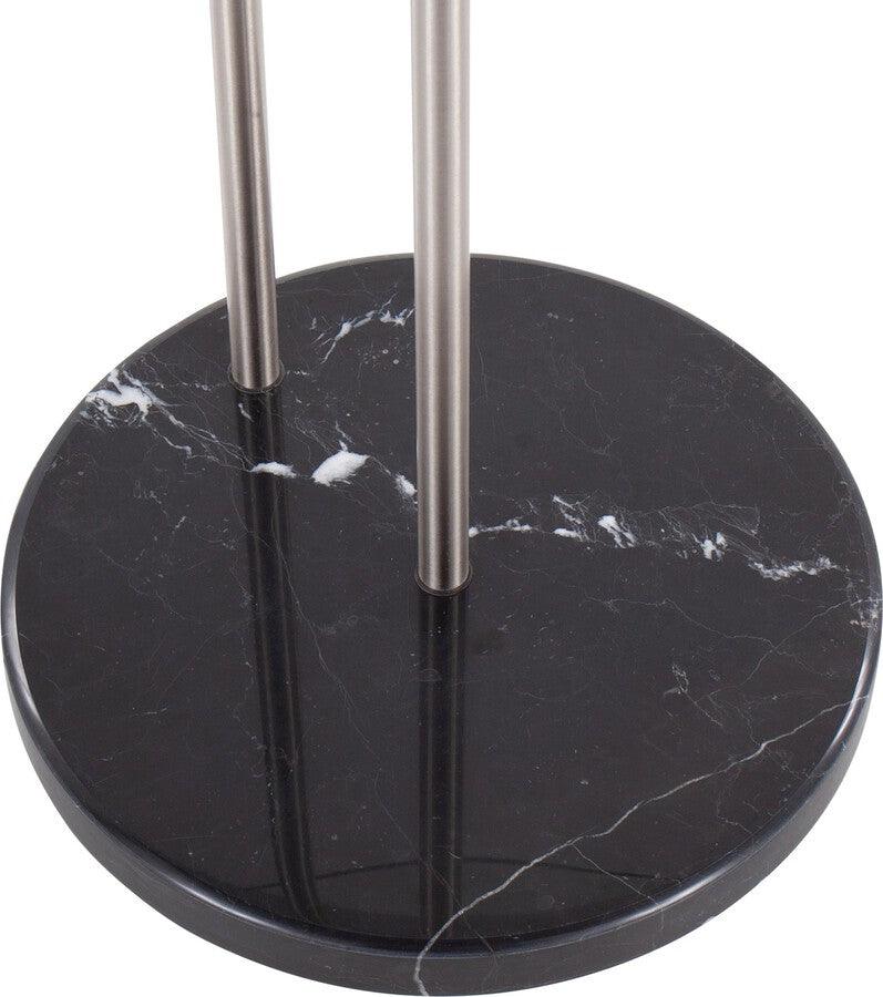 Lumisource Side & End Tables - Claire Contemporary/Glam Side Table In Black Marble & Brushed Nickel With Clear Glass Top