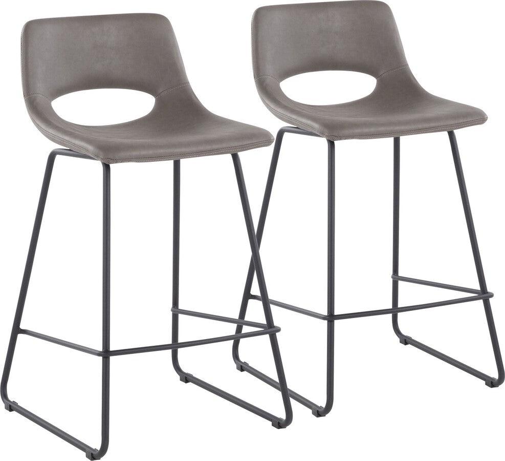 Lumisource Barstools - Robbi Counter Stool In Black Steel & Grey Faux Leather (Set of 2)