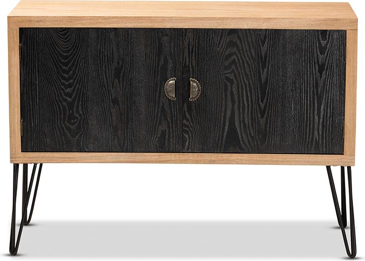 Wholesale Interiors Buffets & Cabinets - Denali Two-Tone Walnut Brown and Black Finished Wood and Metal Storage Cabinet