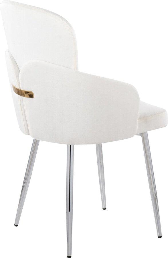 Lumisource Dining Chairs - Dahlia Contemporary Dining Chair In Chrome Metal & Cream Velvet With Gold Accent (Set of 2)