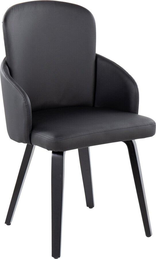 Lumisource Dining Chairs - Dahlia Contemporary Dining Chair In Black Wood & Black Faux Leather With Chrome Accent (Set of 2)