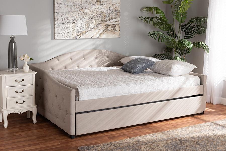 Wholesale Interiors Daybeds - Becker Beige Queen Size Daybed with Trundle