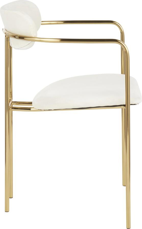 Lumisource Dining Chairs - Demi Contemporary Chair in Gold Metal & Cream Velvet - Set of 2