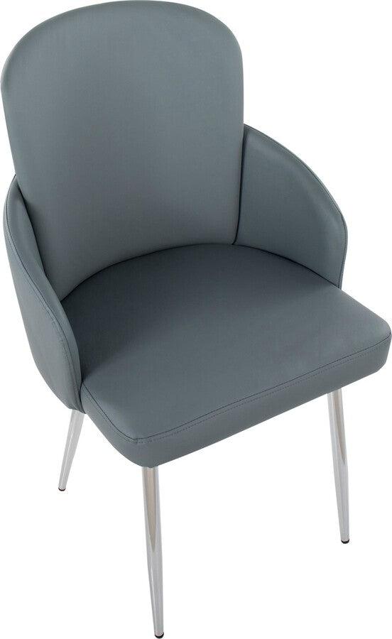 Lumisource Dining Chairs - Dahlia Contemporary Dining Chair In Chrome Metal & Grey Fabric With Chrome Accent (Set of 2)