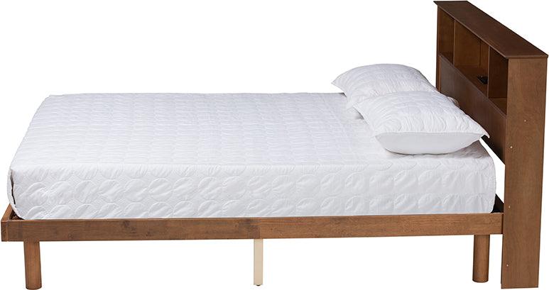 Wholesale Interiors Beds - Lochlan Mid-Century Modern Transitional Walnut Brown Finished Wood Full Size Platform Bed