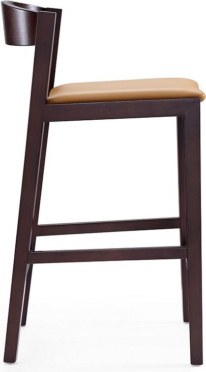 Manhattan Comfort Barstools - Klismos 36.75 in. Camel & Dark Walnut Beech Wood Counter Height Bar Stool