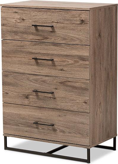 Wholesale Interiors Chest of Drawers - Daxton Modern and Contemporary Rustic Oak Finished Wood 4-Drawer Storage Chest