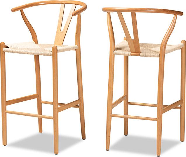 Wholesale Interiors Barstools - Paxton Natural Brown Finished Wood 2-Piece Bar Stool Set