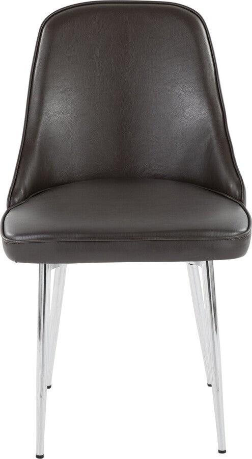Lumisource Dining Chairs - Marcel Contemporary Dining Chair With Chrome Frame & Grey Faux Leather (Set of 2)